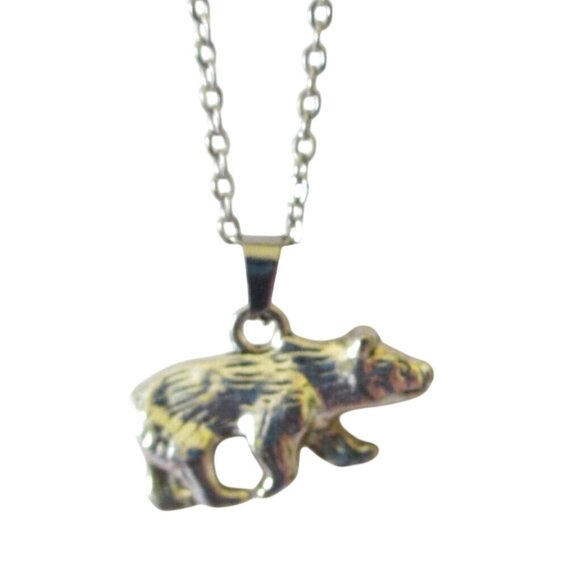 New Bear Pendant Necklace With 18" Chain Nature Wildlife Animal Gift - Picture 2 of 5
